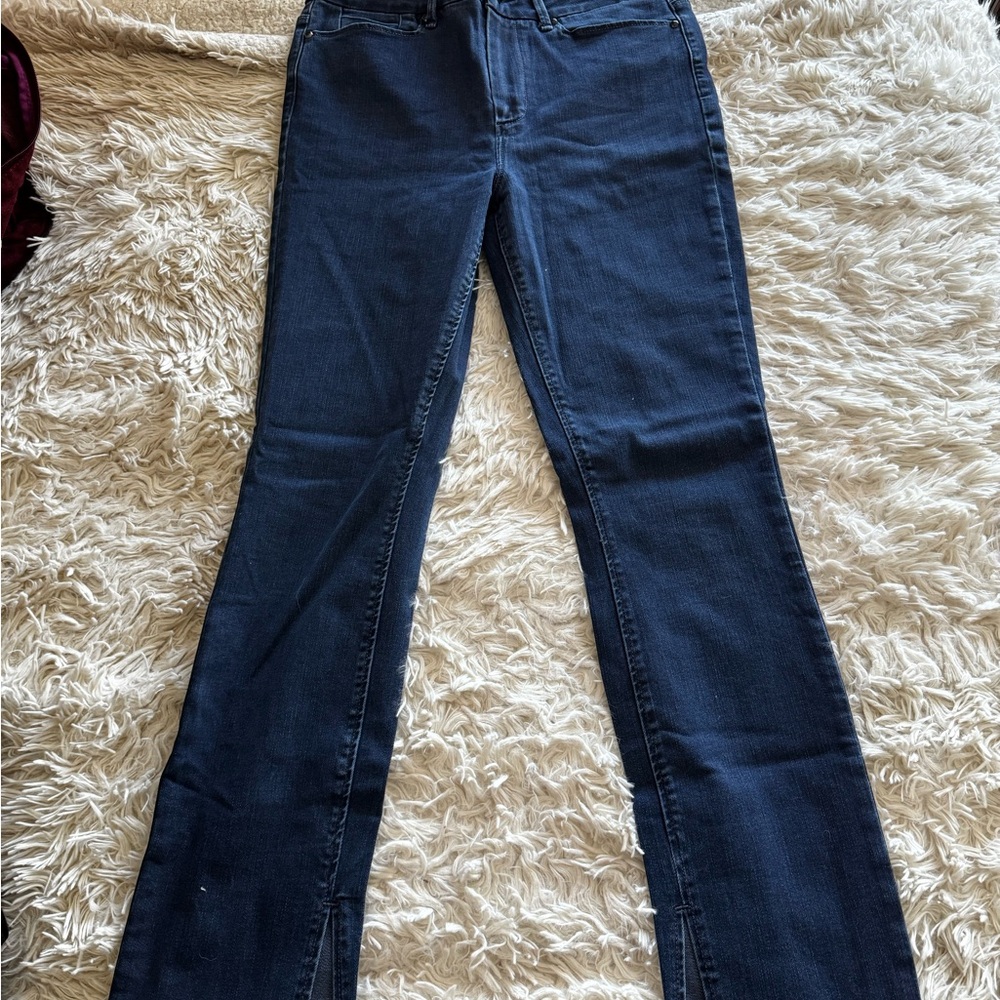 High Waisted Side Slit Skinny Jeans